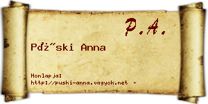 Püski Anna névjegykártya
